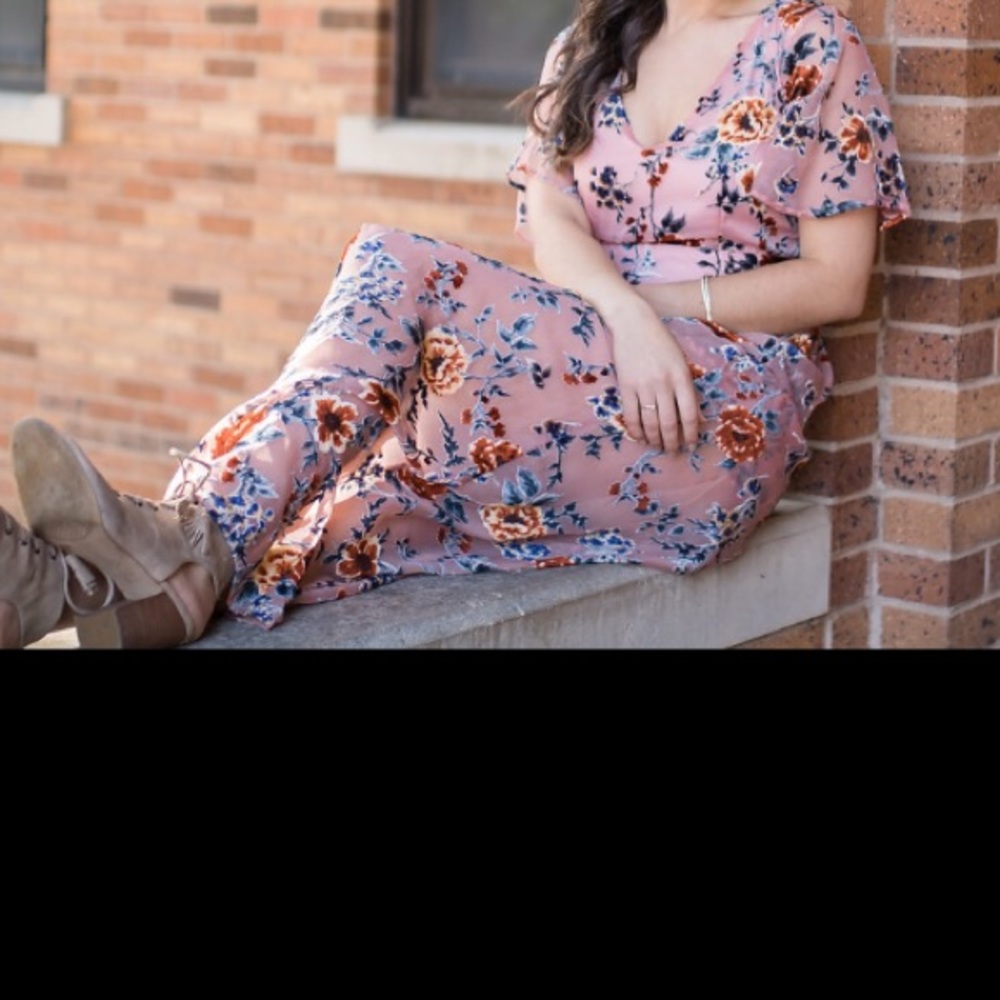 Velvet flower maxi with shorts dress
